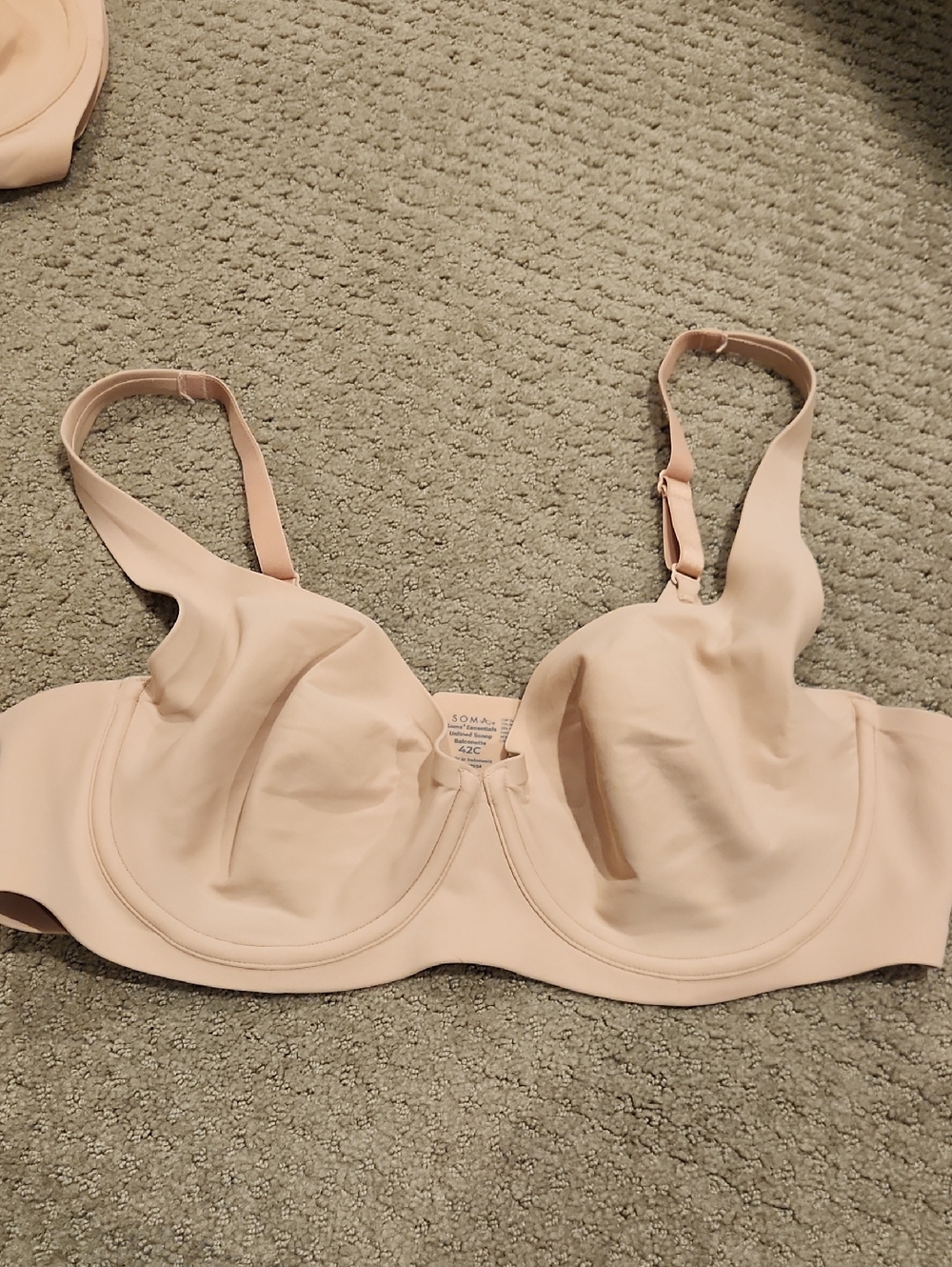 NEW Soma $62 Essentials Blush Underwire Bra - Unlined Scoop Balconette 42C